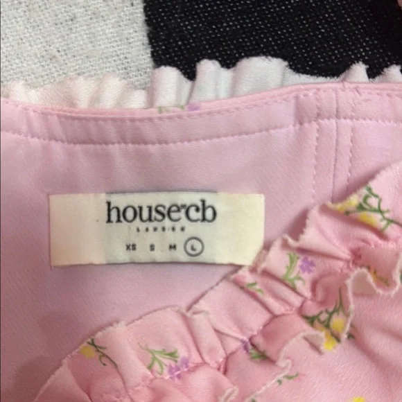 House of CB Pink Floral Dress off shoulder - Picture 2 of 10